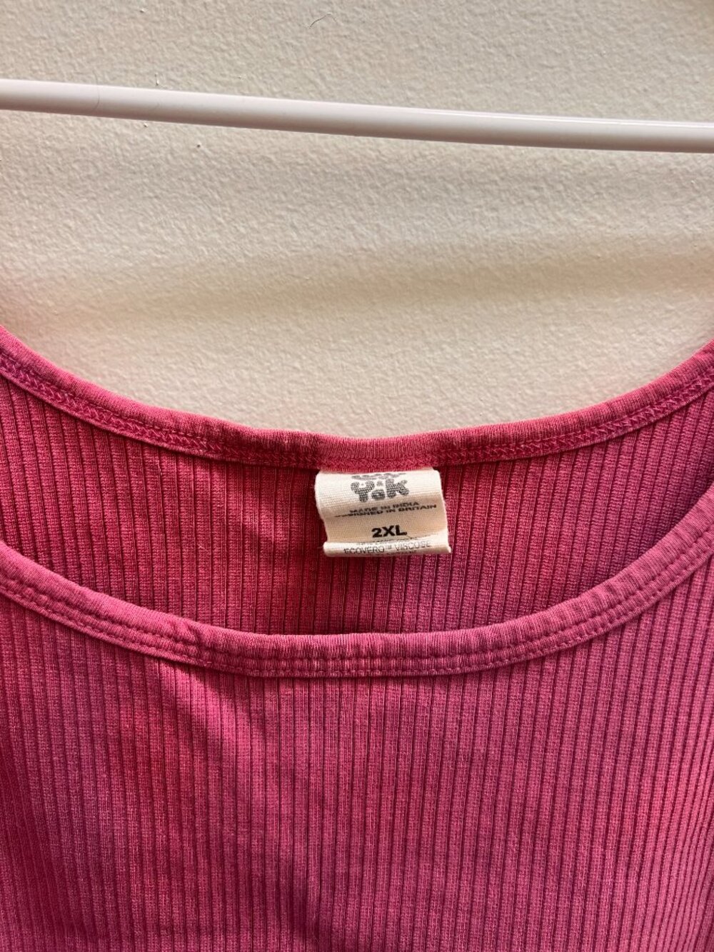 Lucy & Yak Eden Cotton Ribbed Vest Pink Cropped Tank Top - Picture 2 of 6